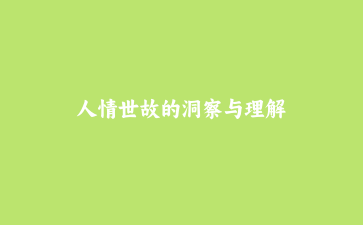 人情世故的洞察与理解