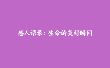 感人语录:生命的美好瞬间
